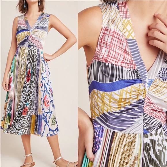 NWT $220 Anthropologie Geisha Designs Pleated Midi Dress Size 2 NWT $220 Anthropologie Geisha Designs Pleated Midi Dress Size 2